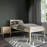 Hansales Seniorenbett 120x200 cm Triin Scandi Style ohne Rollrost aus hartem FSC® Birken Massivholz - über 350 kg - Holzbett 55 cm hoch mit Kopfteil.