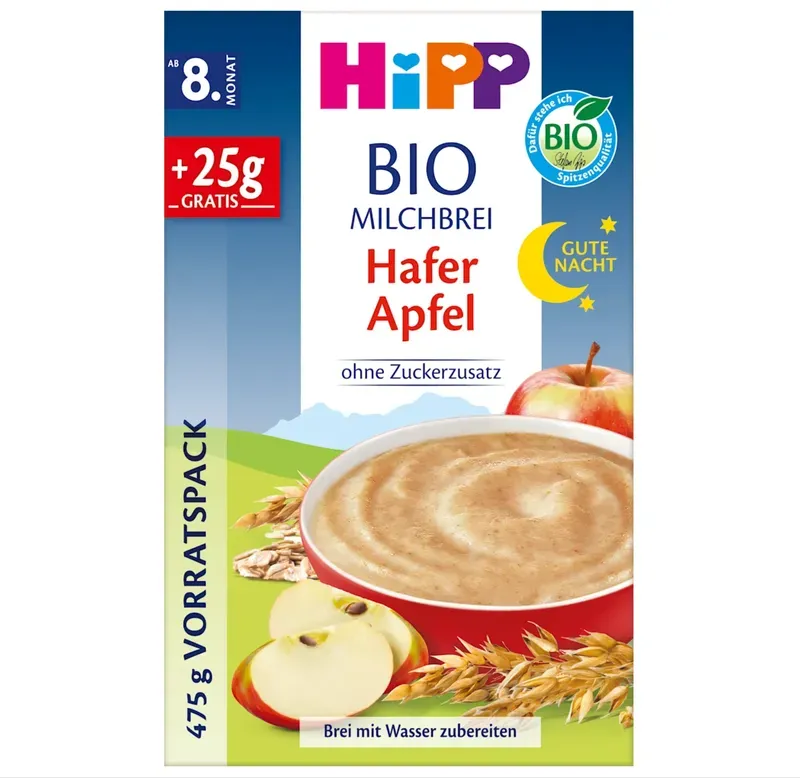 Hipp Bio Gute-Nacht-Brei Hafer Apfel ab 8. Monat Vorratspack+25g 450 g