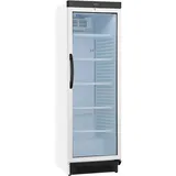 Worldmai Vertikale weiße Ausstellungskühlvitrine 358 Liter mit Glastür für die Gastronomie. Gekühlter Flaschenkühlschrank für Getränke.