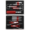 Classic Inox Rahmen-Etui, Rindleder, rot, 10-tlg. Hand- & Nagelpflegesets