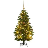 vidaXL Künstlicher Weihnachtsbaum Klappbar 150 LEDs & Kugeln 150 cm