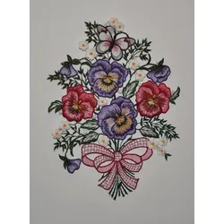 Fensterbild STICKEREIEN PLAUEN "Veilchen" Gr. 1, bunt, B:20cm H:28cm, Textil, Fensterbilder