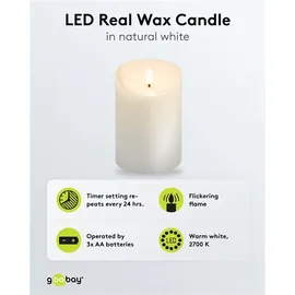 goobay LED Echtwachskerze 10 x 15 cm weiß