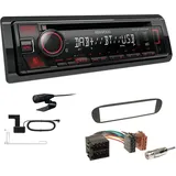 Kenwood KDC-BT450DAB 1-DIN DAB Autoradio Bluetooth CD USB AUX Einbauset passend für FIAT Barchetta 1995-2005 schwarz