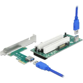 DeLock Riser Karte PCI Express x1 zu 2 x PCI 32 Bit Slot mit 60 cm Kabel
