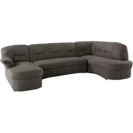DOMO collection Wohnlandschaft DOMO COLLECTION "SARAFINA 295x83x180 cm, auch mit Federkern für mehr Sitzkomfort", grau (stone), B:295cm H:83cm T:180cm, Luxus-Microfaser (92% Polyester, 8% Nylon);Microfaser PRIMABELLE (100% Polyester);Microfaser PRIMABELLE (100%