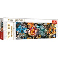 Trefl 29051 Panoramapuzzle 1000 Elemente, Filmfiguren, DIY kreative Unterhaltung Klassische Puzzles für Erwachsene und Kinder ab 12 Jahren, Harry Potter Die Vier Häuser von Hogwarts