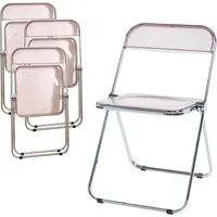 [en.casa] Klappstuhl Pornainen 4er Set Rosa, transparent