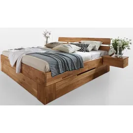 Home Affaire Bettschubkasten HOME AFFAIRE "Tommy", braun (wildeiche), B:166cm H:23cm T:62cm, Massivholz, Schubladen, Bettschubkasten, aus massivem Wildeichenholz, in unterschiedlichen Breiten