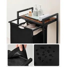 VASAGLE Wäschesammler mit Ablage 50 cm x 33 cm x 72 cm Braun-Schwarz