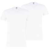 Puma Herren T-Shirts im Pack - Basic V-Neck, Vorteilspack, V-Ausschnitt, Kurzarm, uni Weiß M
