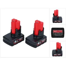 Milwaukee Akku Set 2x M12 B4 12 V 4,0 Ah