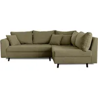best mobilier Rune Ecksofa rechts, 4-sitzer aus cord - Grün