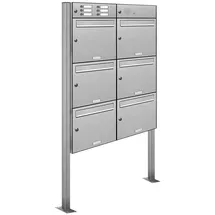 AL Briefkastensysteme Standbriefkasten 6 Fach Silber