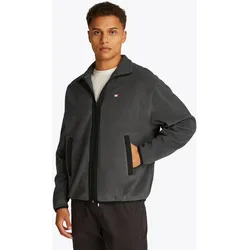 Fleecejacke TOMMY JEANS "TJM RLX FZ POLAR FLEECE EXT", Herren, Gr. XXXL, schwarz (washed schwarz), Fleece, Obermaterial: 100% Polyester, casual, relaxed fit, Langarm, Jacken