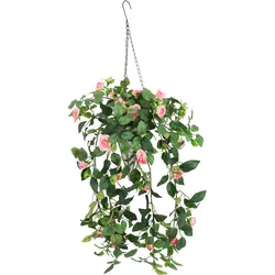 Kunstpflanze I.GE.A. "Künstlicher Rosenbusch im Korb", rosa, B:30cm H:80cm L:26cm, Polyester, Kunstpflanzen, Rosen Deko Kunstblumen Seidenblumen Blumen Blumengirlande Rosenranke