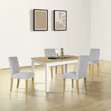 Esstisch HOME AFFAIRE "Olst" Tische Gr. B/H/T: 140cm x 77cm x 80cm, beige (natur/weiß + weiß natur) im Landhaus Stil mit pflegeleichter Oberfläche, verschiedene Größen