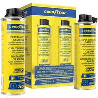 Goodyear Benzin-Vorkontrollset mit Einspritzdüsenreiniger Goodyear Pro Additives. Benzin-Kraftstoff-Additiv 300+300 ml