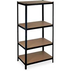 Relaxdays Relaxdays Schwerlastregal, Traglast 1060 kg, 4 Ebenen, zum Stecken, Keller, Garage, Stahl, HxBxT: 180x90x60 cm, schwarz