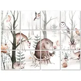 wall-art K&L Wall Art Fliesenaufkleber »Kvilis Tierfreunde im Wald«, selbstklebend