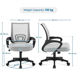 Yaheetech Drehstuhl Mesh Grau