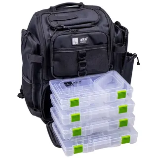 Zite Angelrucksack All-in-One Spinnfischer Rucksack mit Boxen, Rutenhalter & Polsterung