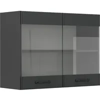 Vicco Küchenglashängeschrank R-Line, Anthrazit Landhaus, 80 cm