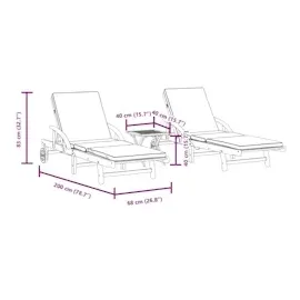vidaXL Sonnenliegen 2 Stk. mit Tisch Massivholz Akazie
