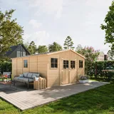 TIMBELA Gartenhaus 4,93 x 4,93 m Beige