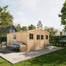 TIMBELA Gartenhaus 4,93 x 4,93 m Beige