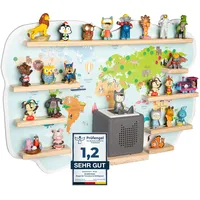 bunnyboo Toniebox Regal - Regal für Toniebox und Figuren - ausreichend Platz für bis zu 45 Tonies und geprüfte Qualität - Tonie Regal Magnetisch - Für Junge und Mädchen (Weltkarte)