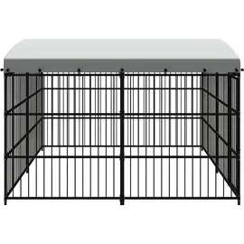 vidaXL Outdoor-Hundezwinger mit Überdachung 300 x 300 x 210 cm Stahl Schwarz