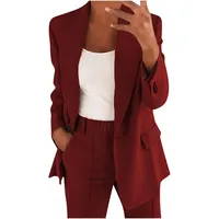 AACH Hosenanzüge für Damen Elegant Blazer Anzug Set Einfarbig Streetwear Zweiteilig Hosenanzug Business Modern Anzughose Revers Slim Fit Sportlich Büro Outfit - 5XL