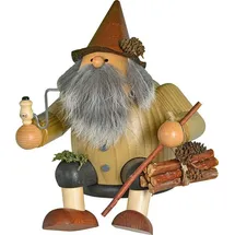 KWO Kunstgewerbe-Werkstätten Olbernhau GmbH Räuchermann Kantenhocker Waldwichtel 15 cm Braun