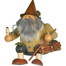 KWO Kunstgewerbe-Werkstätten Olbernhau GmbH Räuchermann Kantenhocker Waldwichtel 15 cm Braun