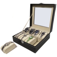 Yudu Uhrenbox Uhrenbox Uhrenkoffer Schmuckkoffer mit Glasdeckel für Uhren Armband