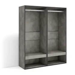SKRAUT HOME Offene Garderobe, Kleiderständer mit Einlegeböden, 120x35x145 cm, Schlafzimmer, Kleidung, Schuhe, Moderner Stil, Zementgrau - 439_3