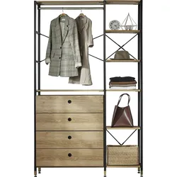 Mehrzweckregal INOSIGN "Connor", schwarz (natur, schwarz), B:127,5cm H:210cm T:30cm, Metall, MDF, Regale, vielfältig nutzbar, für alle Räume geeignet, Breite 127,50 cm