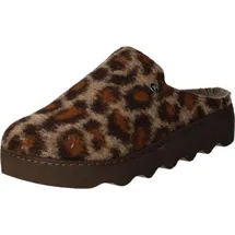 ROHDE Damen Pantoffel Filz Hausschuh Leoparden Muster Plateausohle Firenze 6101, Größe:42 EU, Farbe:Braun - 42