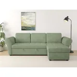 trends by hg Eckcouch Polyester mit Bettfunktion 3-Sitzer Grün