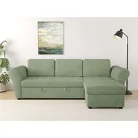 trends by hg Eckcouch Polyester mit Bettfunktion 3-Sitzer Grün