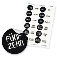 Itenga Zahlensticker Z23 Adventskalenderzahlen 1-24 Zahlen geschrieben / Schwarz