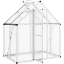 vidaXL Gewächshaus Alu Silber Polycarbonat 1 mm 1,93 m2
