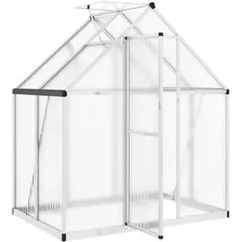vidaXL Gewächshaus Alu Silber Polycarbonat 1 mm 1,93 m2