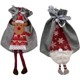 Mojawo 2er Set Geschenktasche Weihnachtsmann / Elch-m290632-2er