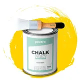 Pack Kreidefarbe für möbel 750ml + Malerpinsel speziell für Chalk Paint - Möbellack Natürlicher Kreideeffekt - Farbe für Holz (ZITRONENGELB)