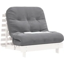 vidaXL Futon Schlafsofa mit Matratze Weiß 90x206x11 Massivholz Kiefer