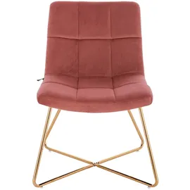 Svita Lynn Loungesessel Cocktailsessel Clubsessel Polsterstuhl ohne Armlehnen Goldene Beine Samt-Polster Altrosa