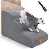 Famanu Hundetreppe 3 Stufen - mit waschbarem Bezug, antislip, für kleine Hunde und Katzen