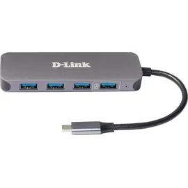 D-Link DUB-2340 USB-C auf 4-Port USB Hub mit Power Delivery - Grau